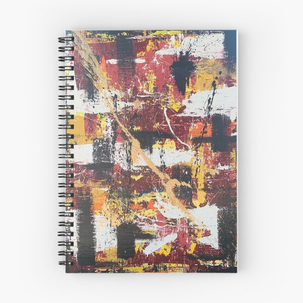 Item preview, "Black Marks" Dark red, Yellow, Orange, White, Black & Gold abstract painting  designed and sold by IICents.