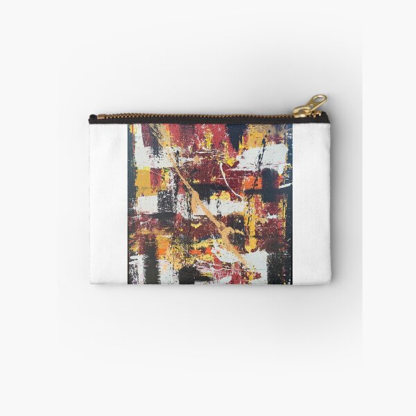 Item preview, "Black Marks" Dark red, Yellow, Orange, White, Black & Gold abstract painting  designed and sold by IICents.