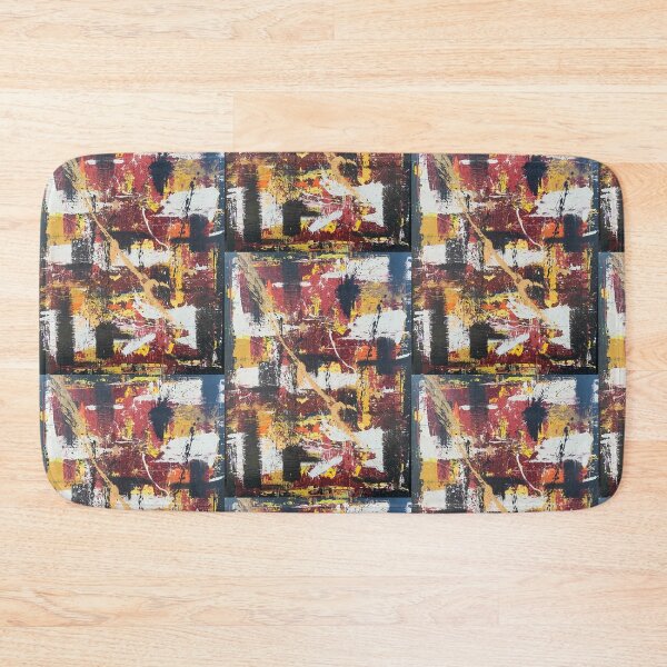Item preview, "Black Marks" Dark red, Yellow, Orange, White, Black & Gold abstract painting designed and sold by IICents.