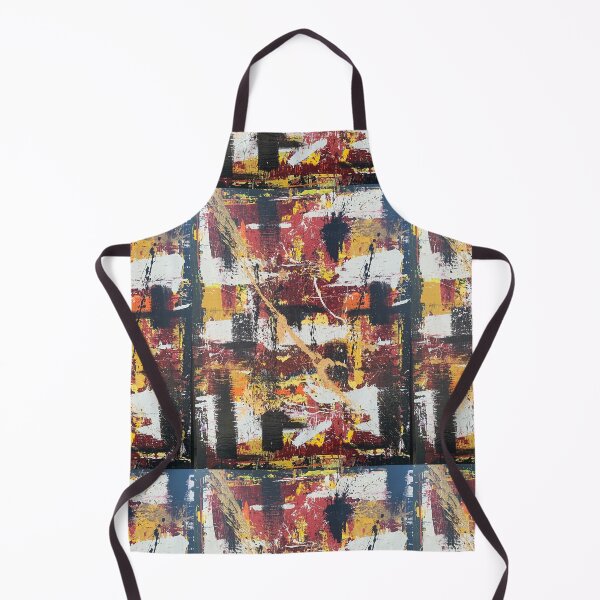 Item preview, "Black Marks" Dark red, Yellow, Orange, White, Black & Gold abstract painting designed and sold by IICents.