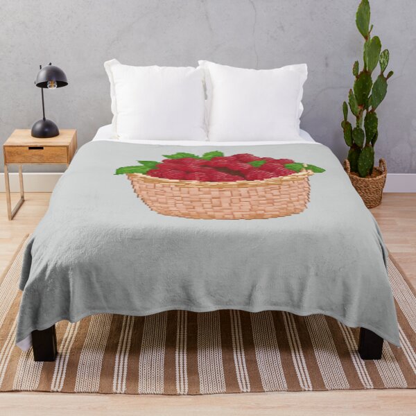 Item preview, Pixel Basket of Raspberries Design Print designed and sold by randomtdesigns.