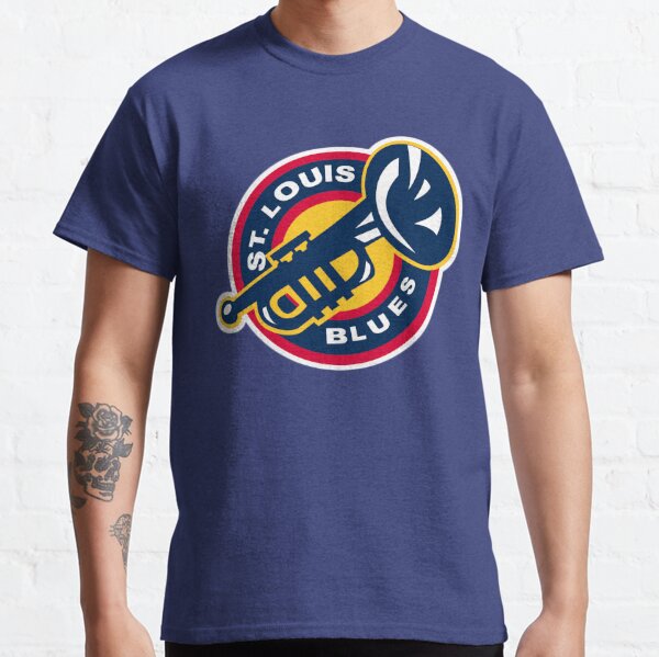 VINTAGE ST. LOUIS BLUES TRUMPET LOGO T SHIRT, NHL RETRO