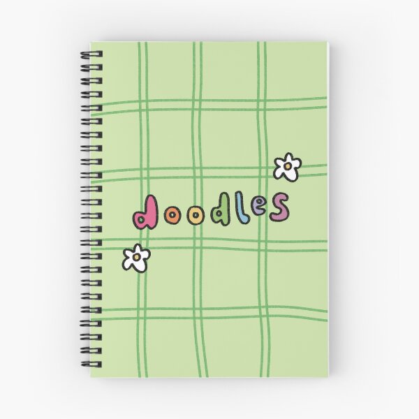 Item preview, green doodle flower notebook cover  designed and sold by girlscape.