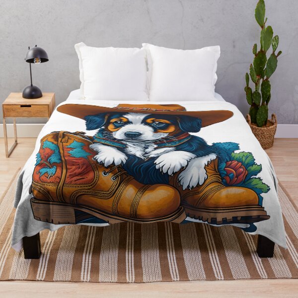 Item preview, Rottweiler puppy with cowboy boots wearing cowboy hat designed and sold by GFamilyC.