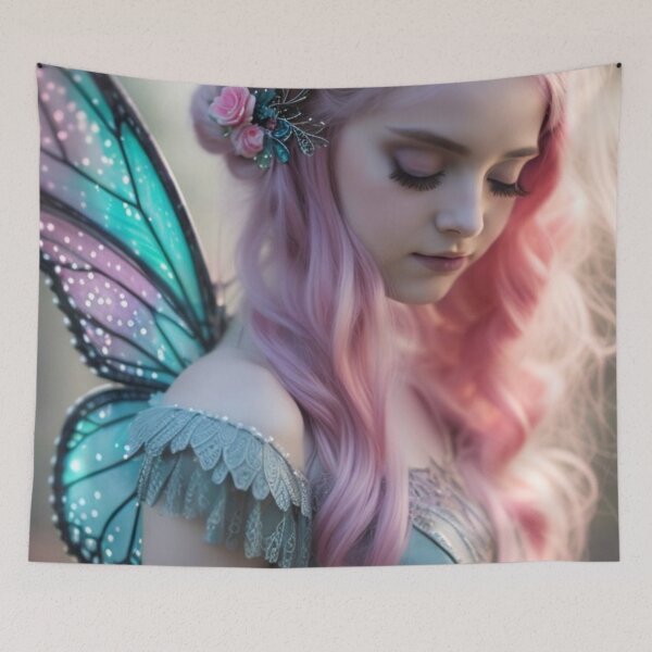 Item preview, Wary Tales Teal Pink Butterfly Fairy designed and sold by WaryTales.