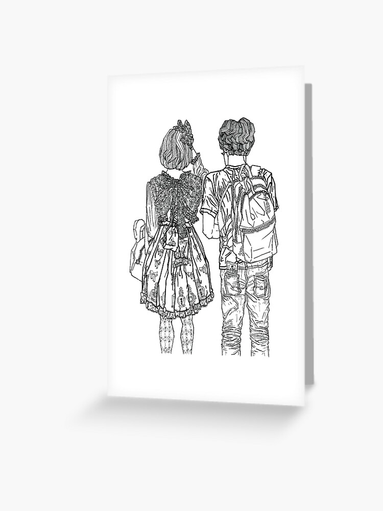 Carte De VÅux Dessin Geometrique D Un Couple Mignon Japonais A Tokyo Par Laramesanza Redbubble