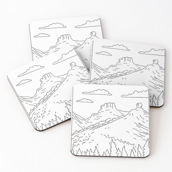 Item preview, Chimney Rock National Monument in San Juan National Forest Colorado Mono Line Art designed and sold by patrimonio.
