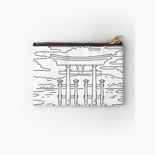 Item preview, Itsukushima Shrine Torii Gate in Hatsukaichi Japan Mono Line Art designed and sold by patrimonio.