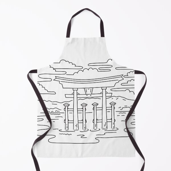 Item preview, Itsukushima Shrine Torii Gate in Hatsukaichi Japan Mono Line Art designed and sold by patrimonio.