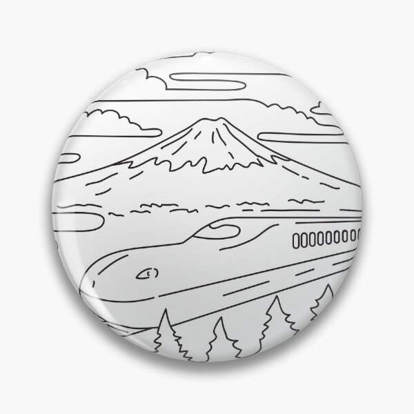Item preview, Mount Fuji and Shinkansen Bullet Train in Japan Mono Line Art designed and sold by patrimonio.