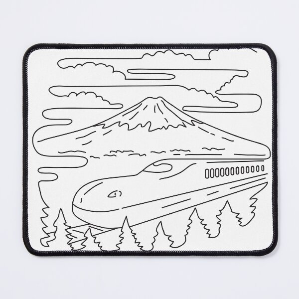 Item preview, Mount Fuji and Shinkansen Bullet Train in Japan Mono Line Art designed and sold by patrimonio.