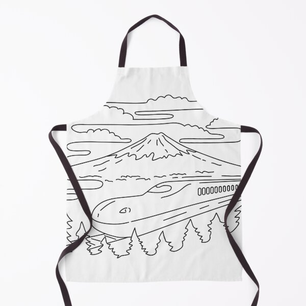 Item preview, Mount Fuji and Shinkansen Bullet Train in Japan Mono Line Art designed and sold by patrimonio.