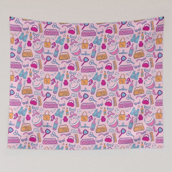 Item preview, Barbie Pink Accessories Pattern designed and sold by beestonestudio.