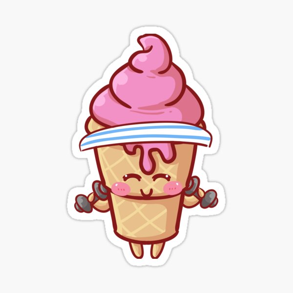 Adorable Cute Kawaii Summer Ice Cream Cartoon Emoji - Double Scoop Vin –  Shinobi Stickers