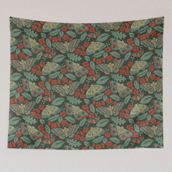 Item preview, Moths in Emerald Twilight designed and sold by latheandquill.