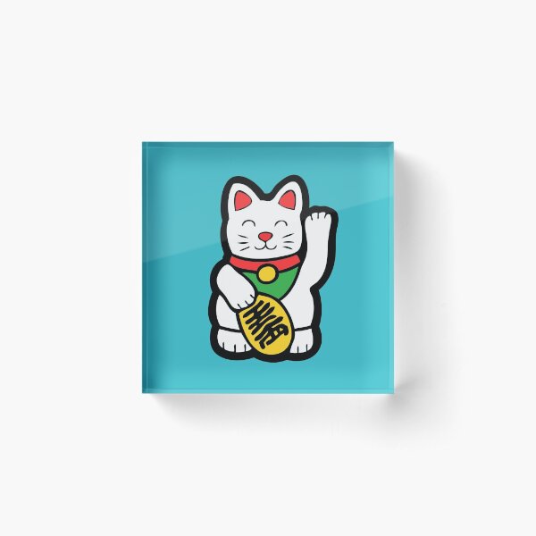 Lucky Cat Pattern Acrylic Block