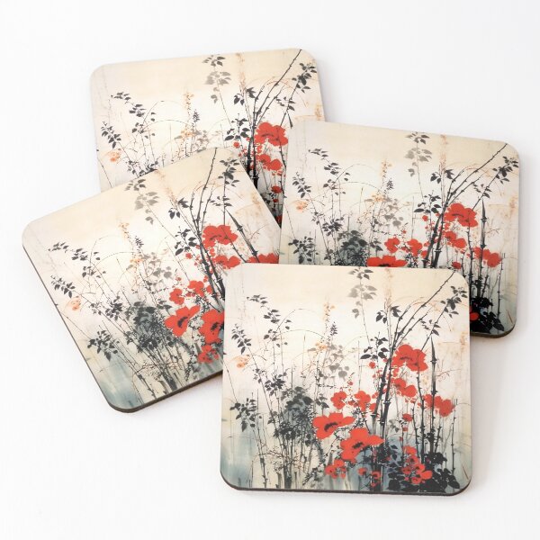 Item preview, Red Wildflowers Abstract Watercolor Style Design designed and sold by Aelbrn.
