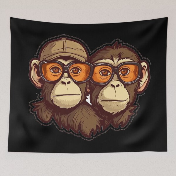 Item preview, Whimsical Monkey Duo: Comic Camera Stickers designed and sold by AnubisArtUSA.