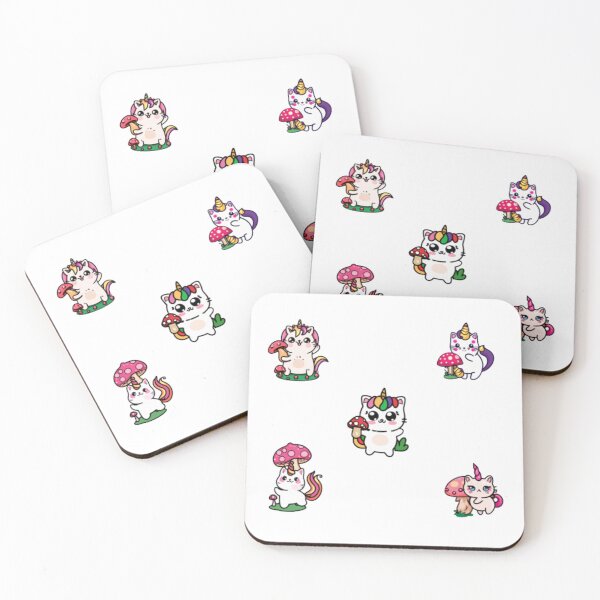 Item preview, cute little unicat playing with mushroom designed and sold by ZekoStick.
