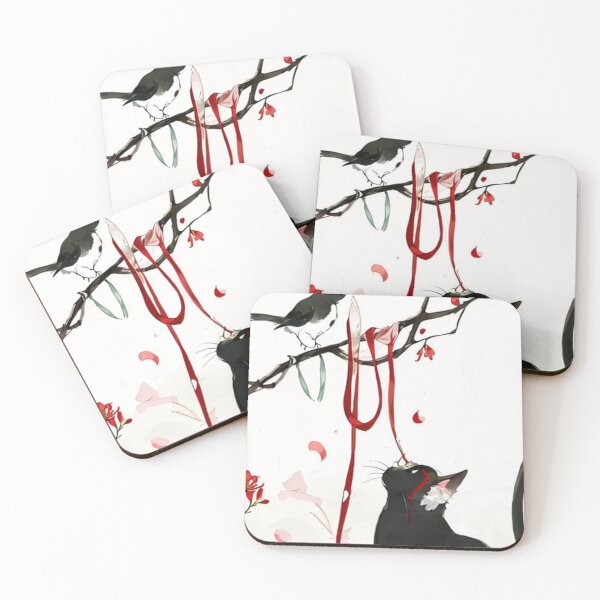 Item preview, Cat and Bird red fate designed and sold by Printsalotl.