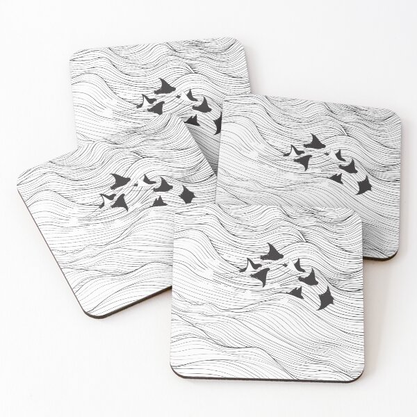 Item preview, Manta Ray waves Line Art designed and sold by SurfolioPrints.
