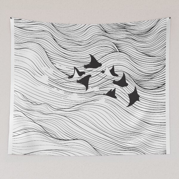 Item preview, Manta Ray waves Line Art designed and sold by SurfolioPrints.