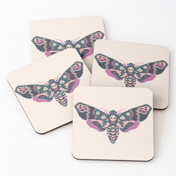 Item preview, Teal Death’s Head Hawkmoth Inspired Pixel Art designed and sold by HeatherUnderground.