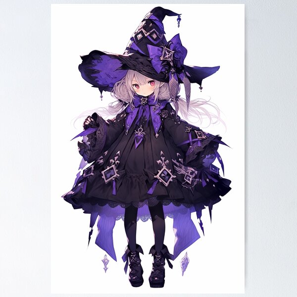 Dark fantasy elegance gothic anime girl witch