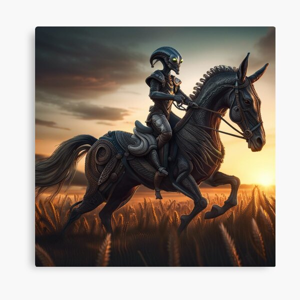 Alien riding his horse Canvas Print