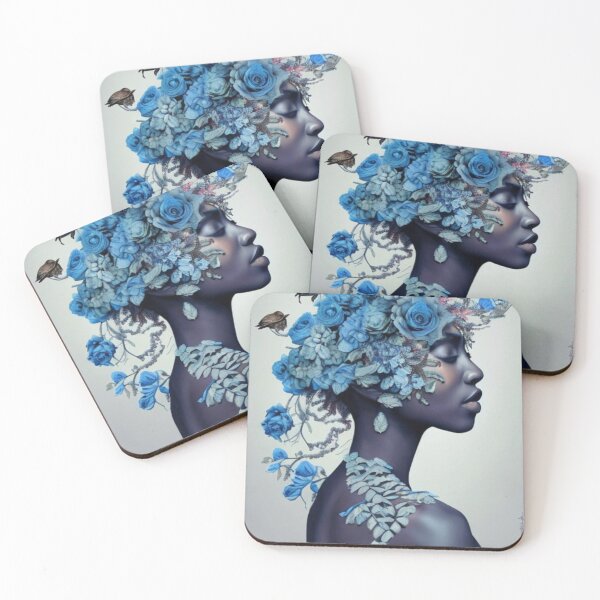 Item preview, Feminine Grace: Beautiful Black Woman Embraced by Blooms designed and sold by FemaleEnergyZ.