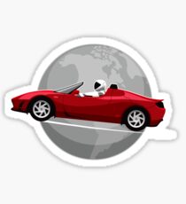 Roter Tesla-Roadster, der Erde umkreist Sticker