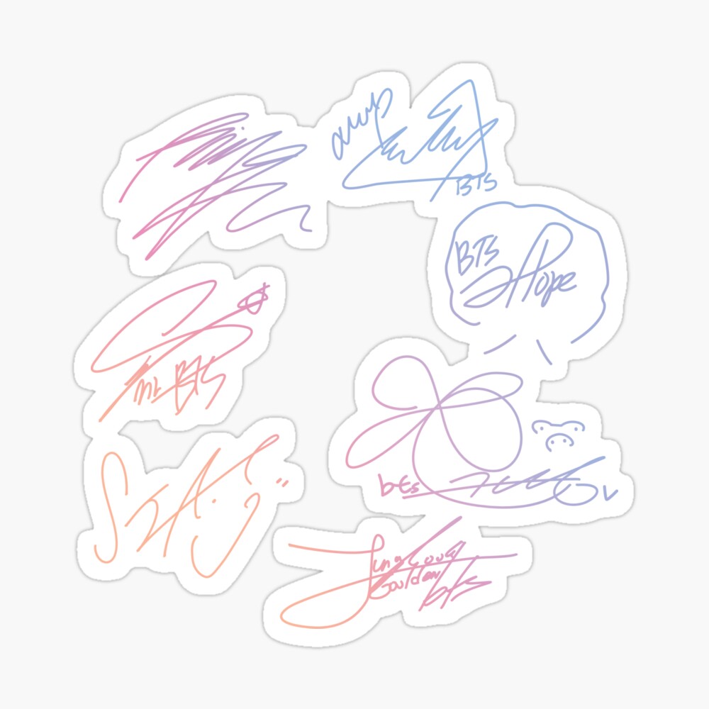 bts group signatures photographic print for sale by imgoodimdone redbubble