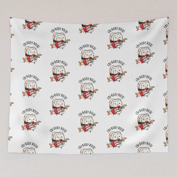 Item preview, Ebi-body Rock Rocker Funny Sushi Puns  designed and sold by punnybone.