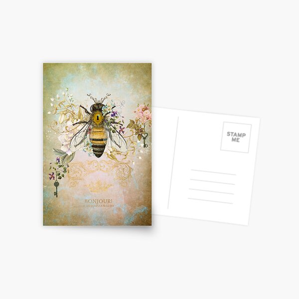 Honey Bee Vintage Portrait Style Postcard