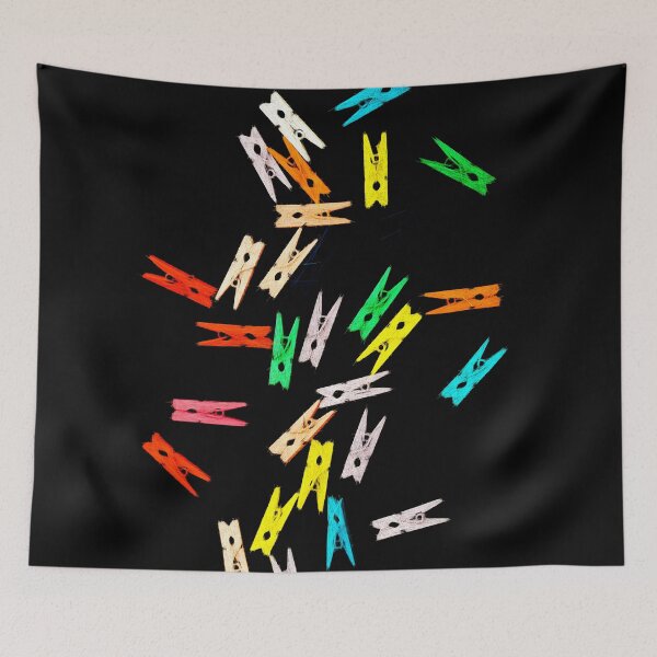 Item preview, Coloured clothes pegs on black. Image created using geometric shapes designed and sold by EdgyEdgeArt.
