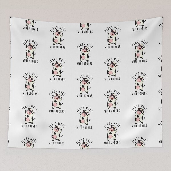 Item preview, Plays Well With Udders Funny Cow Puns  designed and sold by punnybone.