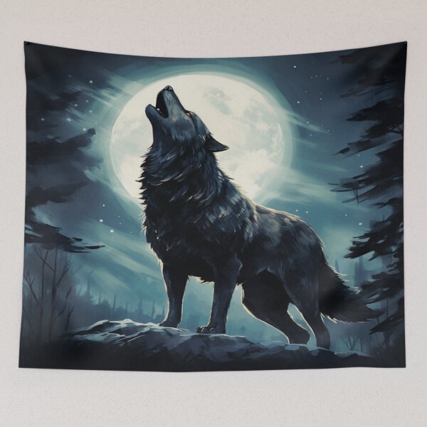 Aperçu de l'œuvre Loup hurlant à la lune créée et vendue par NightWispStudio.