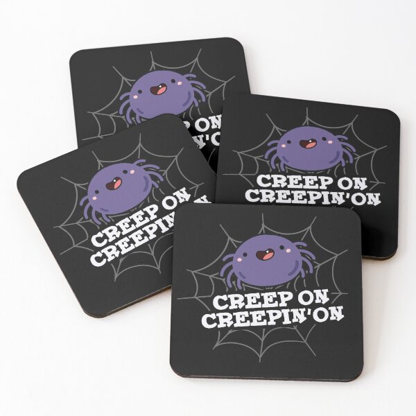 Item preview, Creep On Creepin On Funny Positive Spider Puns (Dark BG) designed and sold by punnybone.