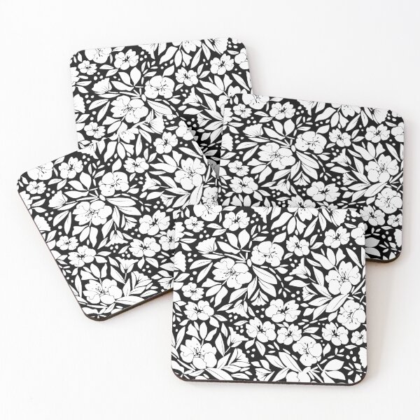 Item preview, White Floral On Black  designed and sold by mariamsol.