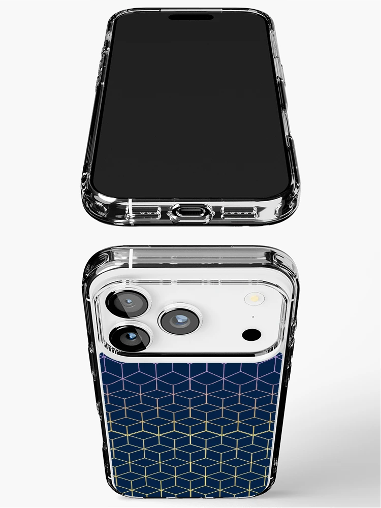 Thumbnail 3 of 5, iPhone Case, Navy Blue Modular Abstract Patterns designed and sold by EverAfterStudio.