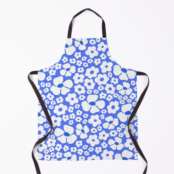 Item preview, big cute  florals bright blue danish style flowers super retro groovy 60s 70s era designed and sold by blomastudios.
