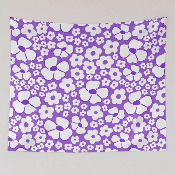 Item preview, big cute florals bright purple danish style flowers super retro groovy 60s 70s era designed and sold by blomastudios.