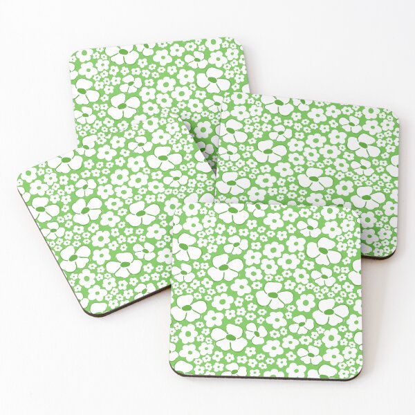 Item preview, big cute florals green danish style flowers super retro groovy 60s 70s era designed and sold by blomastudios.