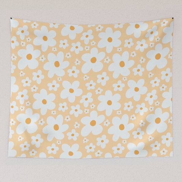 Item preview, White 90's cute hand-drawn flowers pattern designed and sold by Lia Zarpin.