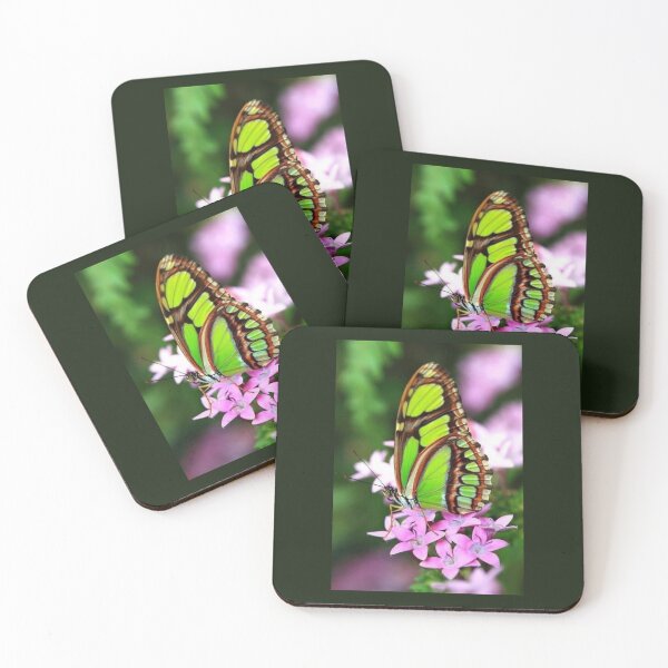 Item preview, mariposa verde en flor de pentas púrpura designed and sold by ritusdesigns.