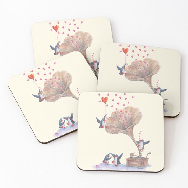 Item preview, Penguins dancing and enjoying music around a retro gramophone. designed and sold by PenguinGirl-Art.