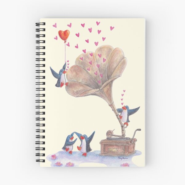 Item preview, Penguins dancing and enjoying music around a retro gramophone. designed and sold by PenguinGirl-Art.