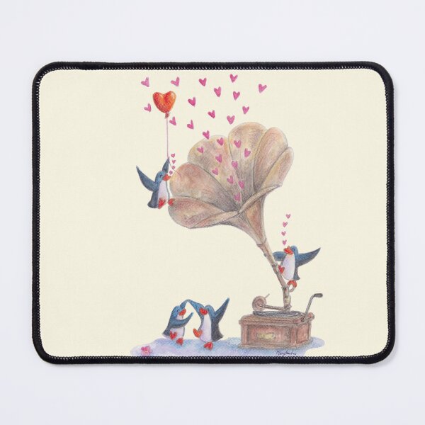 Item preview, Penguins dancing and enjoying music around a retro gramophone. designed and sold by PenguinGirl-Art.