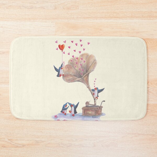 Item preview, Penguins dancing and enjoying music around a retro gramophone. designed and sold by PenguinGirl-Art.
