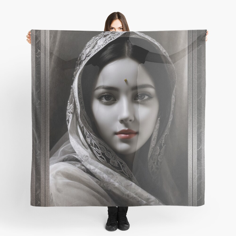 Portrait Of Cidihan Duhnie Captivating Fantasy AI Concept Art by Xzendor7 Decorative Women's Scarf